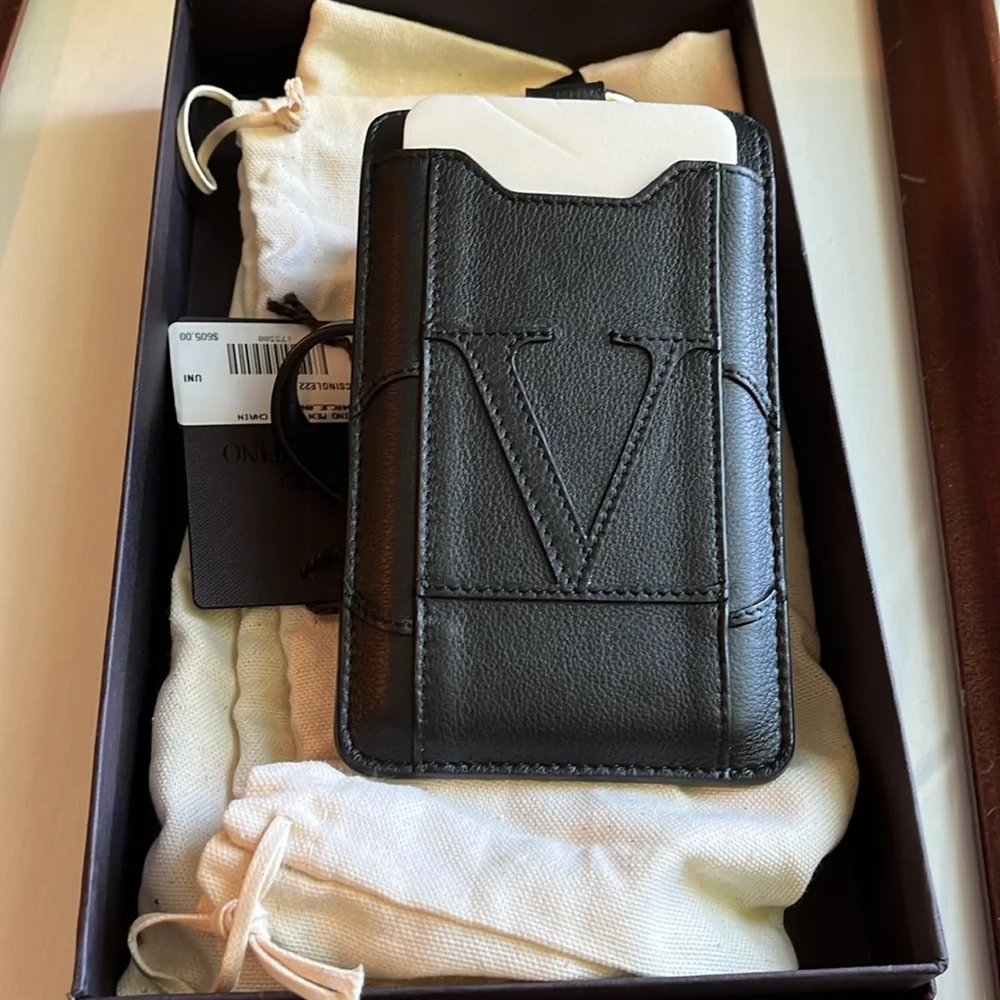 VALENTINO LEATHER NECK PHONE HOLDER